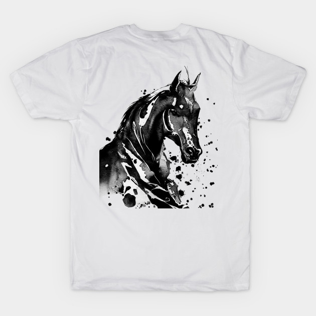 Paint-Washed Silhouette of a Racehorse With a Splattered Background Digitally Enhanced by OLena Art 